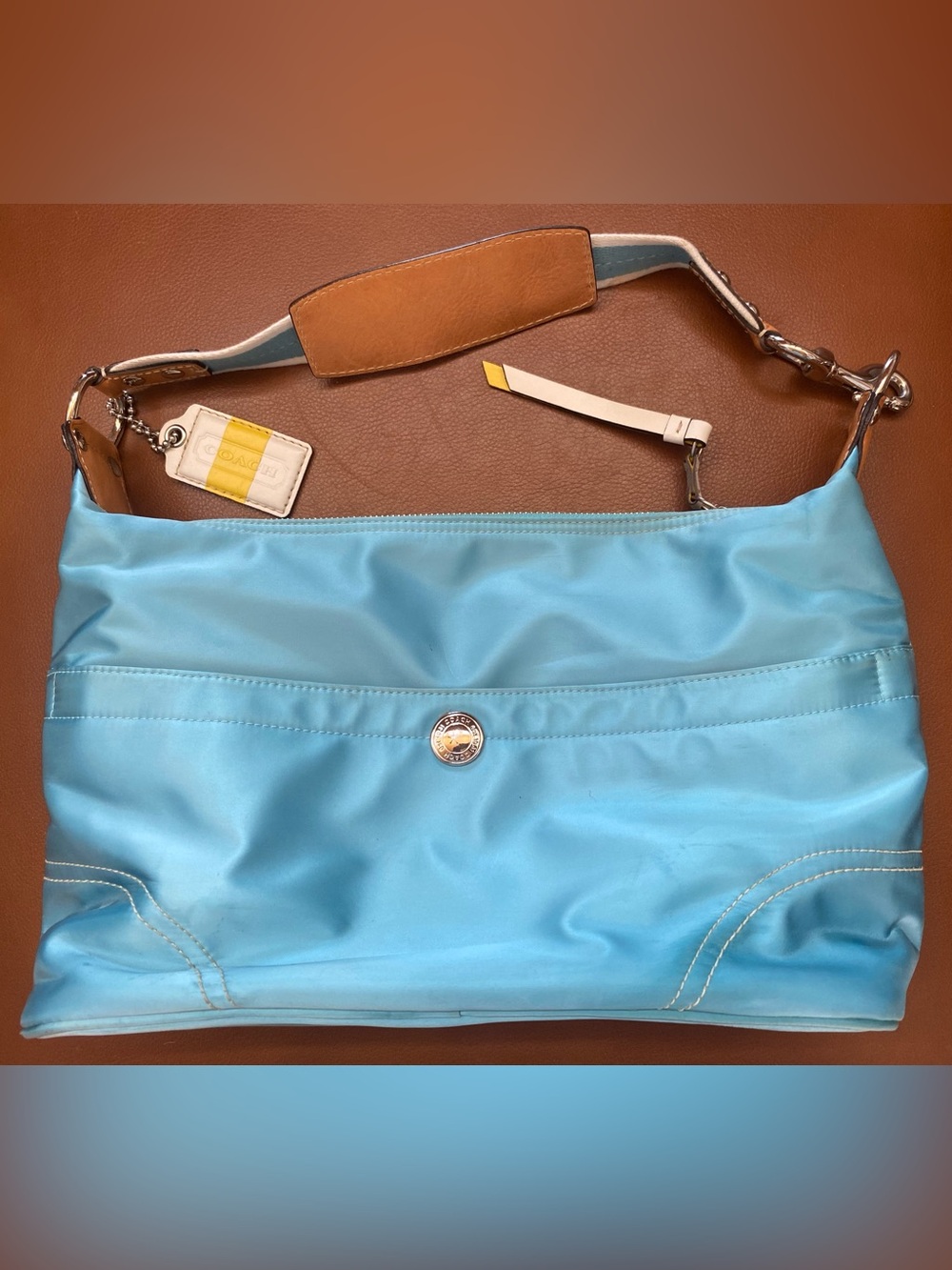 Coach Hamptons F11669 Weekend Blue Shoulder Bag